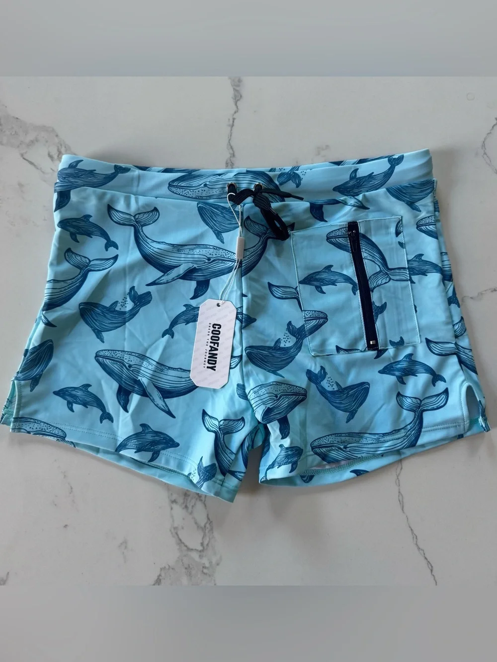 COOFANDY Men's Whale Print Swim Trunks - Large - NWT